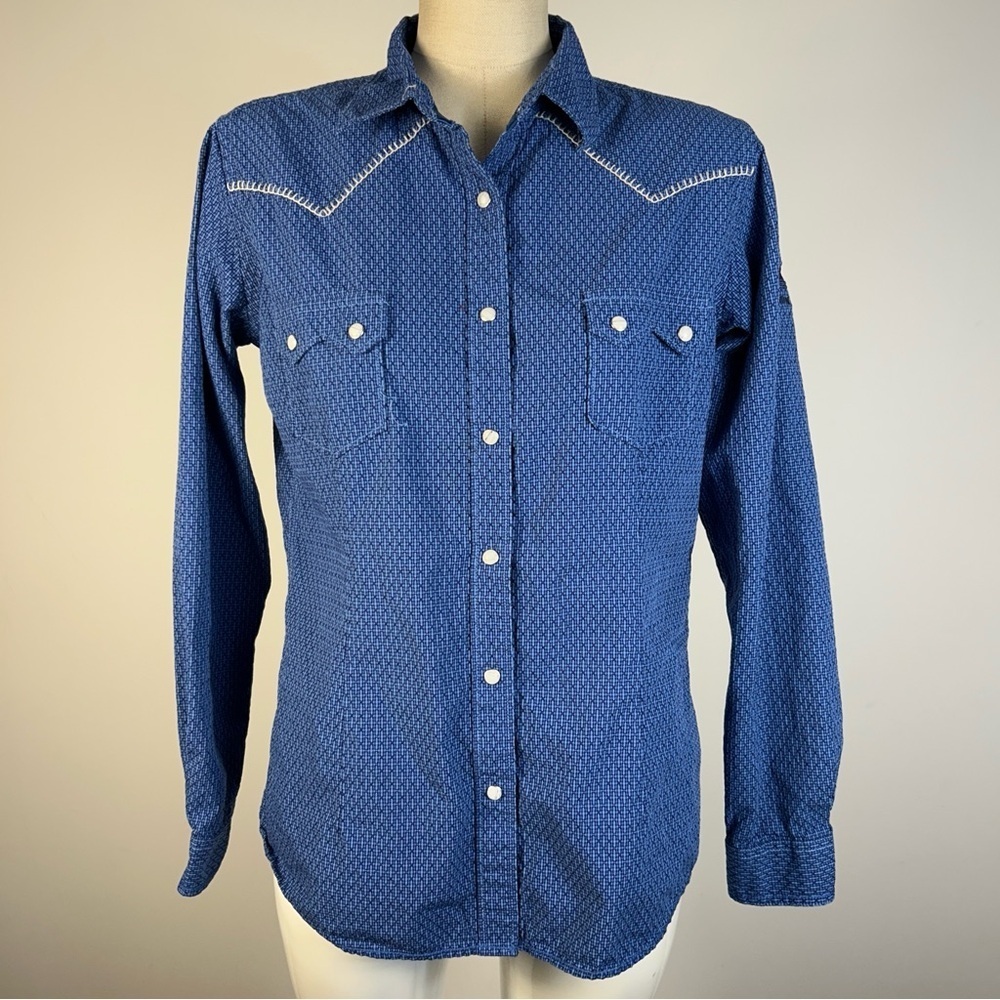 Panhandle Slim Blue Women Western Snap Button-Down Shirt M